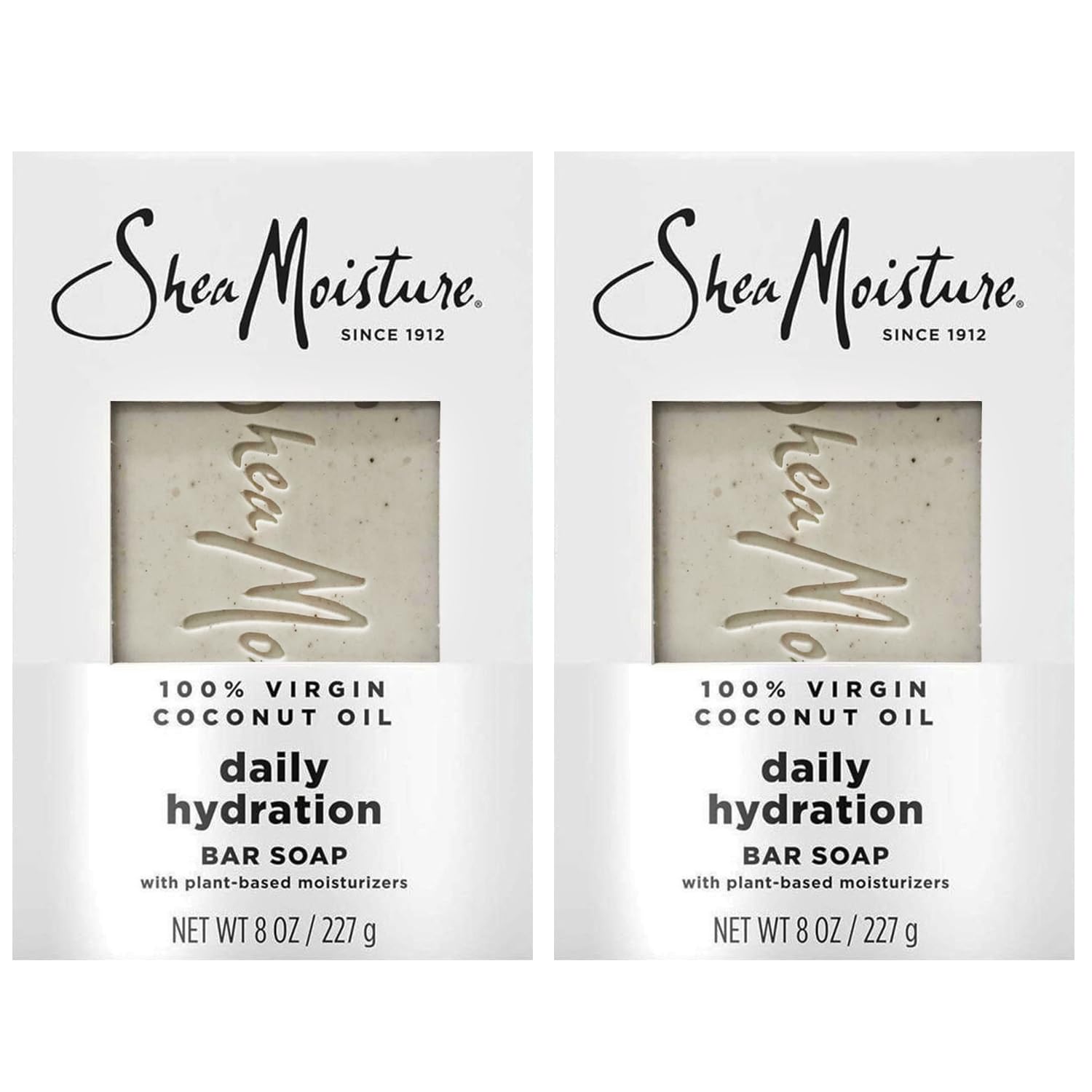SheaMoisture Bar Soap 100% Virgin Coconut Oil - Daily Hydrating Body Wash Bar Soap with Plant-Based Moisturizers to Nourish and Replenish Skin - 8 oz. Bar 2 Pack